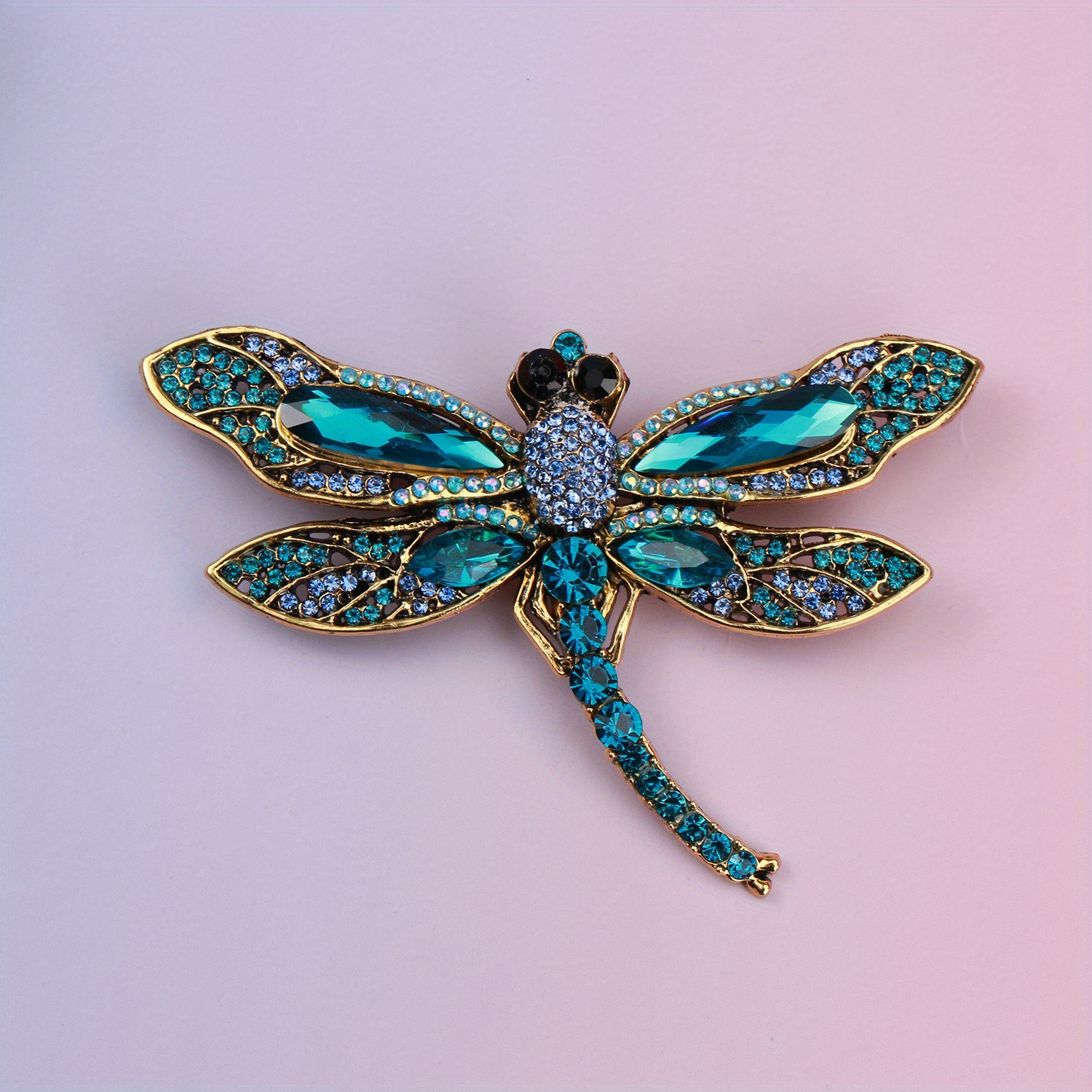 TEMU Elegant Blue Dragonfly Brooch Pin - Alloy With Sparkling Rhinestones, Ideal For Fashionistas' Lapel, Necktie, Or Backpack Accessory | Temu Affiliate Program