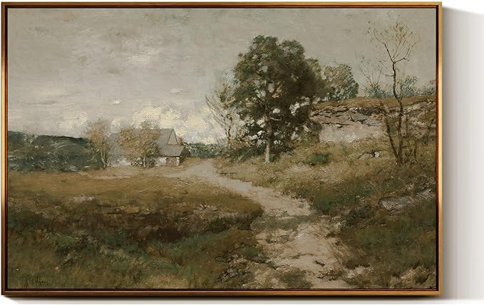 InSimSea Golden Framed Vintage Canvas Wall Art Arkville Landscape Rustic Country Road Home Decor ... | Amazon (US)