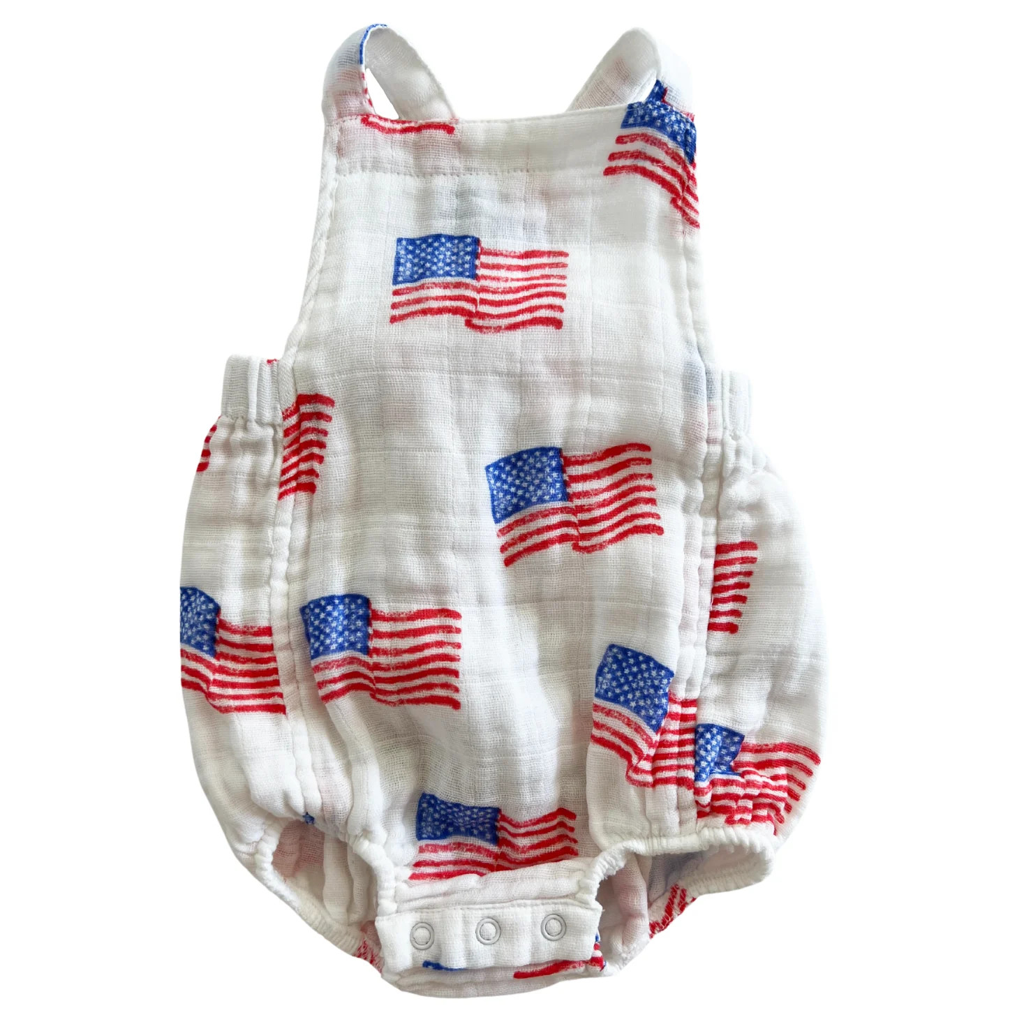 Muslin Retro Sunsuit, American Flag | SpearmintLOVE