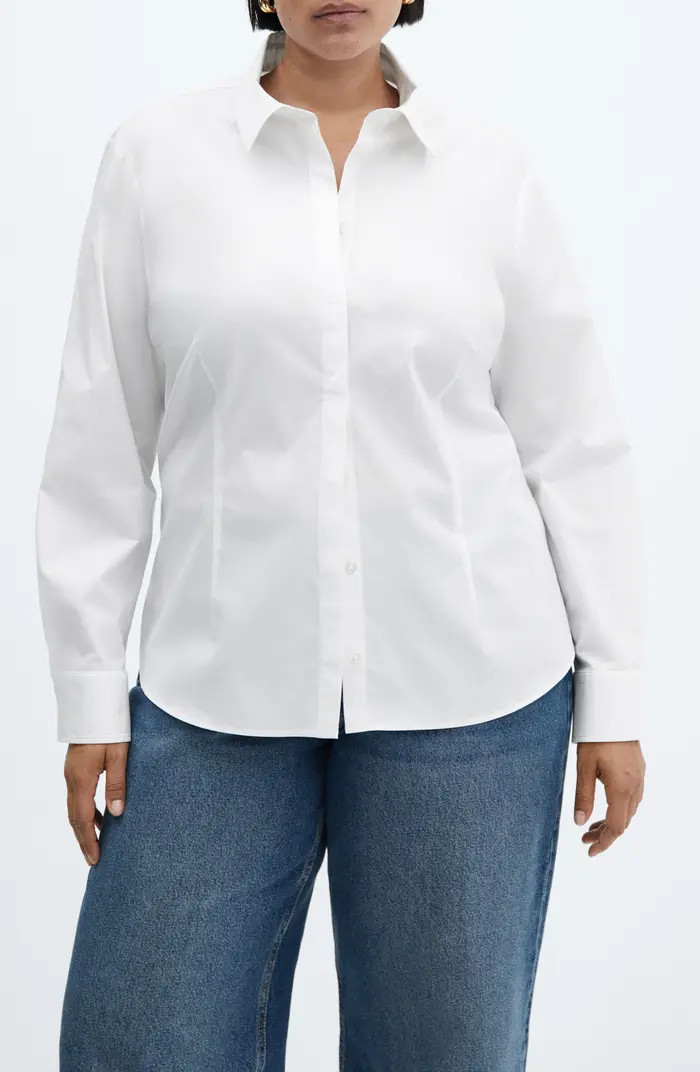 MANGO Fitted Stretch Cotton Button-Up Shirt | Nordstrom | Nordstrom