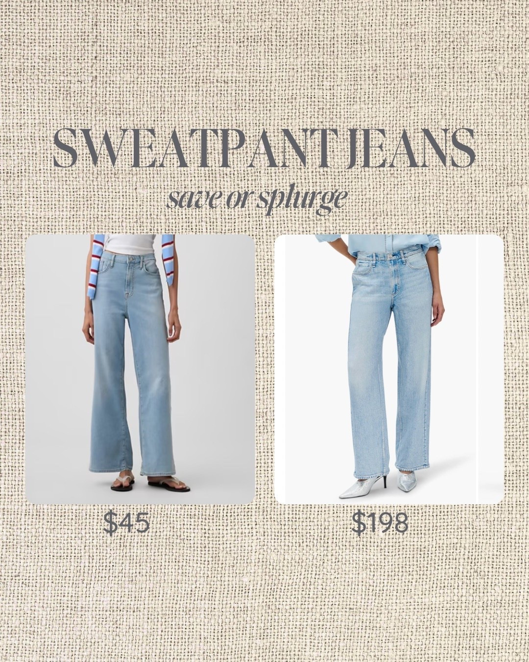 Save or splurge sweatpant jeans. 

#LTKSaleAlert #LTKTall #LTKFindsUnder50