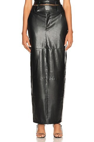 Helsa Waterbased Faux Leather Midi Skirt in Black | FWRD 