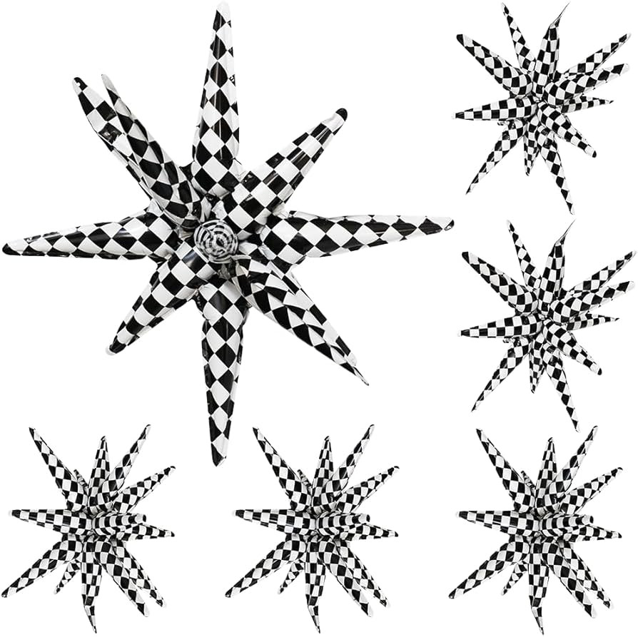 Black And White Checkered Balloon One-Piece Explosion Star Balloon 4D Checkerboard Race Car Birth... | Amazon (US)