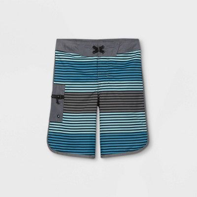 Boys' Horizontal Stripe Swim Trunks - art class™ Blue/Gray | Target
