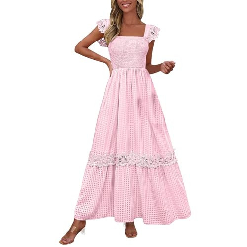Sundresses for Women Summer Maxi Dress Pink M | Amazon (US)