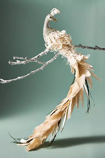 Ivory Peacock Ornament | Anthropologie (US)