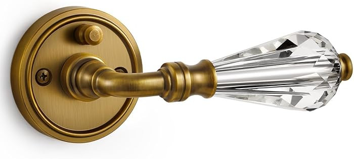 1 Pack Antique Brass Glass Door Lever Privacy Crystal Door Levers Door Lever Interior Door Handle... | Amazon (US)