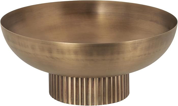Kate and Laurel Rooks Ribbed Decorative Metal Bowl, 12 Inch Diameter, Brass, Modern Raised Fruit ... | Amazon (US)