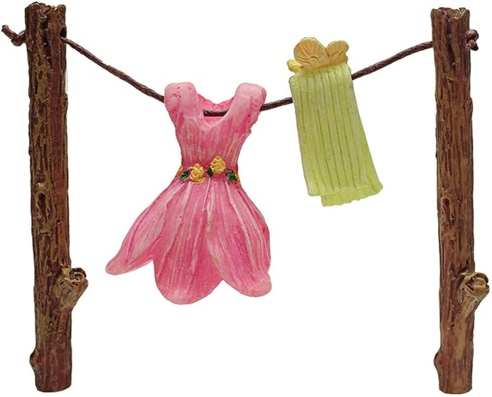 Treasure Gurus Outdoor Drying Clothes Line Fairy Garden Ornament Miniature Dollhouse Accessory | Amazon (US)