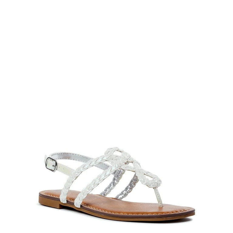 Wonder Nation Little & Big Girls Braid Sandal | Walmart (US)