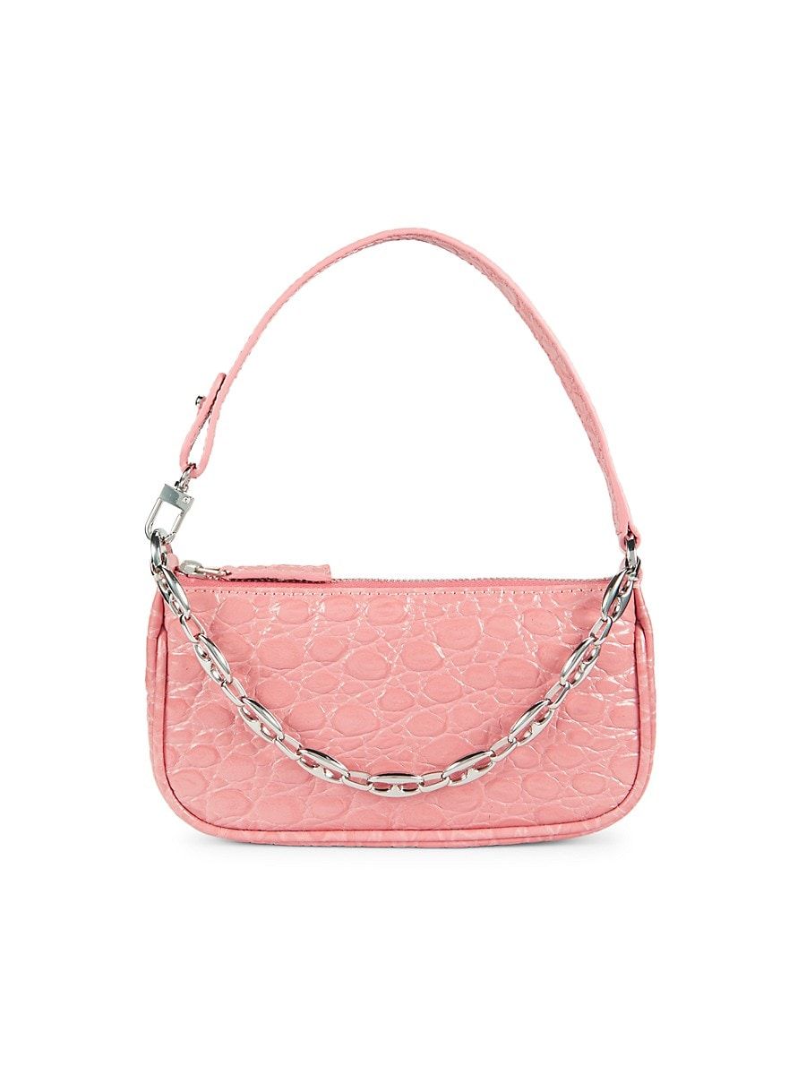 By Far Women's Mini Rachel Croc Embossed Leather Top Handle Bag - Pink | Saks Fifth Avenue OFF 5TH (Pmt risk)