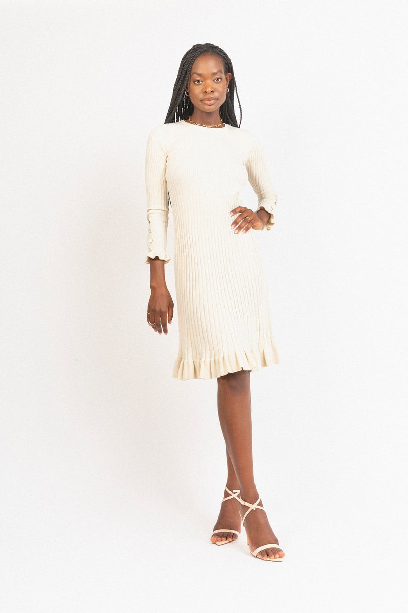 Knit Pearl Button Dress | Area Stars