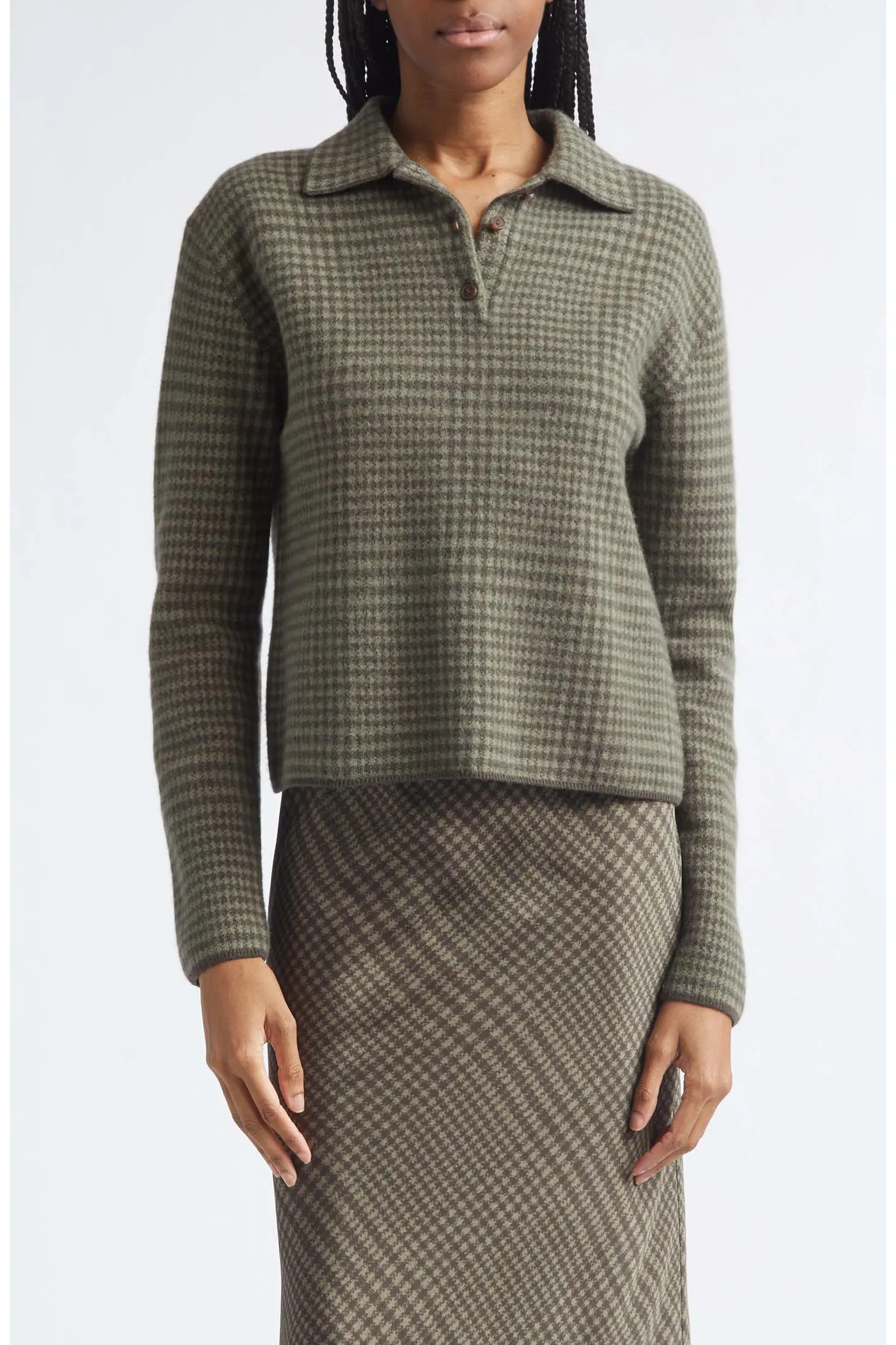 Long Sleeve Check Polo Sweater (Women) | Nordstrom | Nordstrom