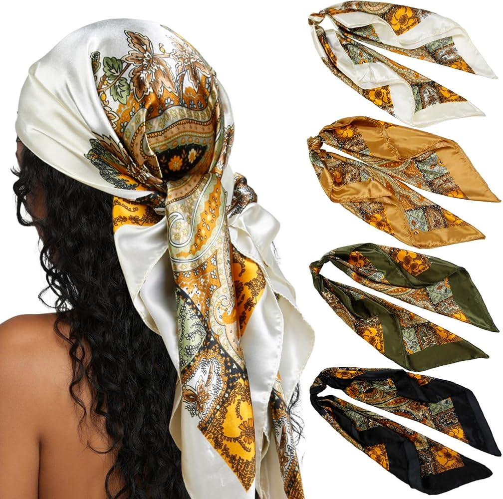 AKTVSHOW Head Scarf for Women Like Silk Square Hair Scarves, Scarf Bandanas for Women 35 Inches | Amazon (US)