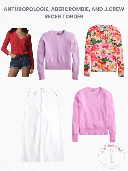 Recent order and try on with J.Crew and Abercrombie.
Cashmere crewneck sweats in orchid and a floral long sleeve top. Wide leg crop jeans from Abercrombie 

fashion for women over 50, tall fashion, smart casual, work outfit, workwear, timeless classic outfits, timeless classic style, classic fashion, jeans, date night outfit, dress, spring outfit

spring dress, spring outfit, spring fashion, spring outfit ideas, spring outfits, cute spring outfits, spring outfit, spring fashion,

summer style, summer wedding guest, white dress, sandals, summer outfit, summer fashion, summer outfit ideas, summer concert outfit, 

#LTKover40 #LTKfindsunder100 #LTKworkwear