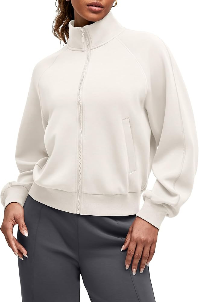 G4Free Smoofit Modal Soft Women's Zip Up Jackets Loose Fit Mock Neck Casual Tops with Pockets | Amazon (US)