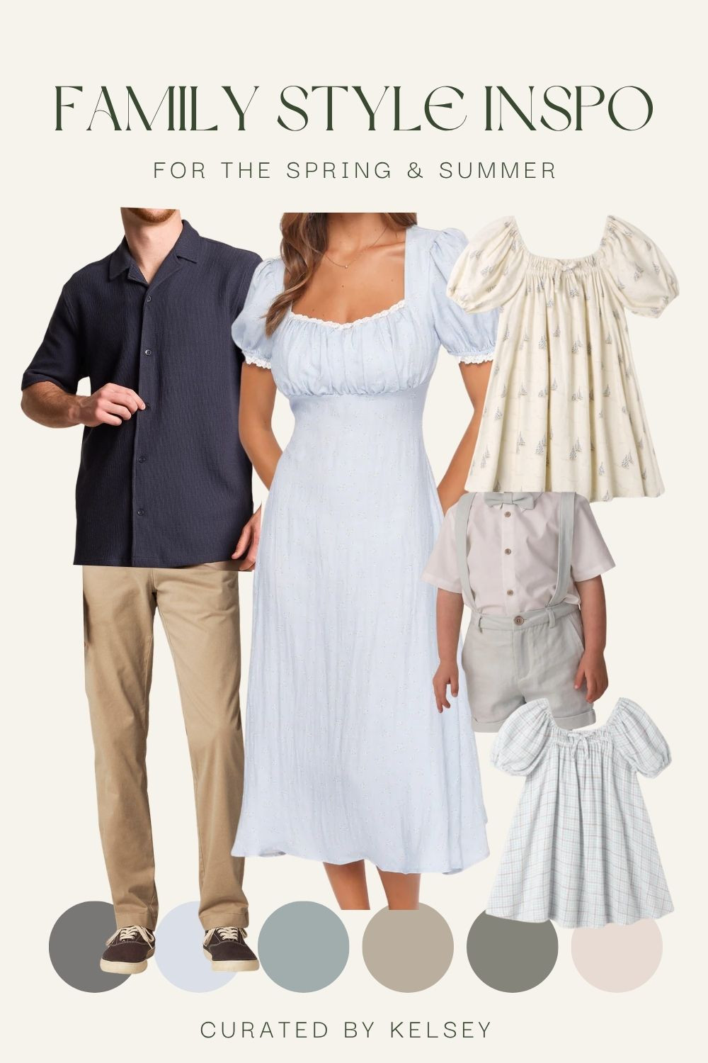 Navy and sky blue is such a classic, timeless combo for spring and summer family photos and this look is everything 💙 Mom's sky blue puff sleeve midi is so romantic and feminine, dad's navy textured short sleeve grounds the whole palette, and the kids' coordinating cream and soft blue pieces are just the sweetest! This one works perfectly for any outdoor session 🤍 All pieces linked below!

#LTKfamily #LTKkids #familystyle #springphotos #navy #skyblue #familyphotooutfits #classicstyle 

 #LTKMothersDay #LTKHome #LTKMens