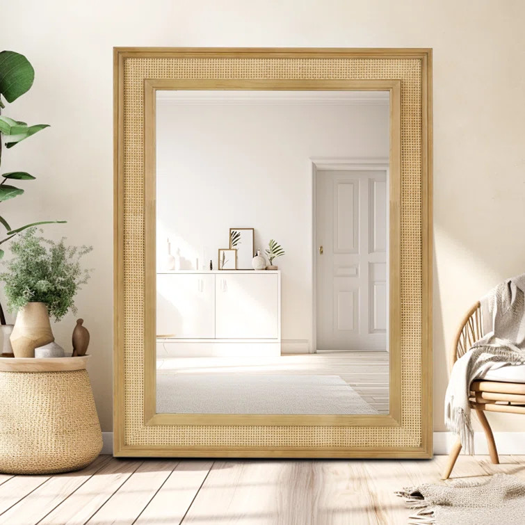 Rexford  Natural Wood Rattan Mirror Farmhouse Wall DecorationSee More by Bay Isle Home™Rated 4.... | Wayfair North America