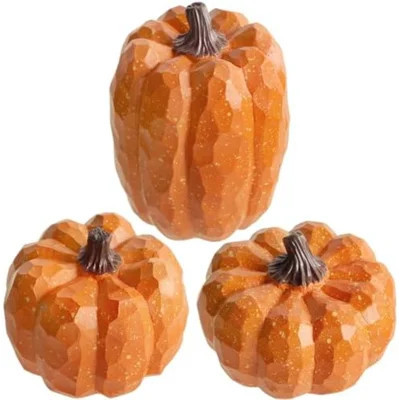 Pumpkins Fall Decor Set Of 3 - Artificial Resin Thanksgiving Table Centerpiece For Home Mantel Porch Office & Farmhouse, Decorative Elegant Pumpkin Au | Wayfair North America