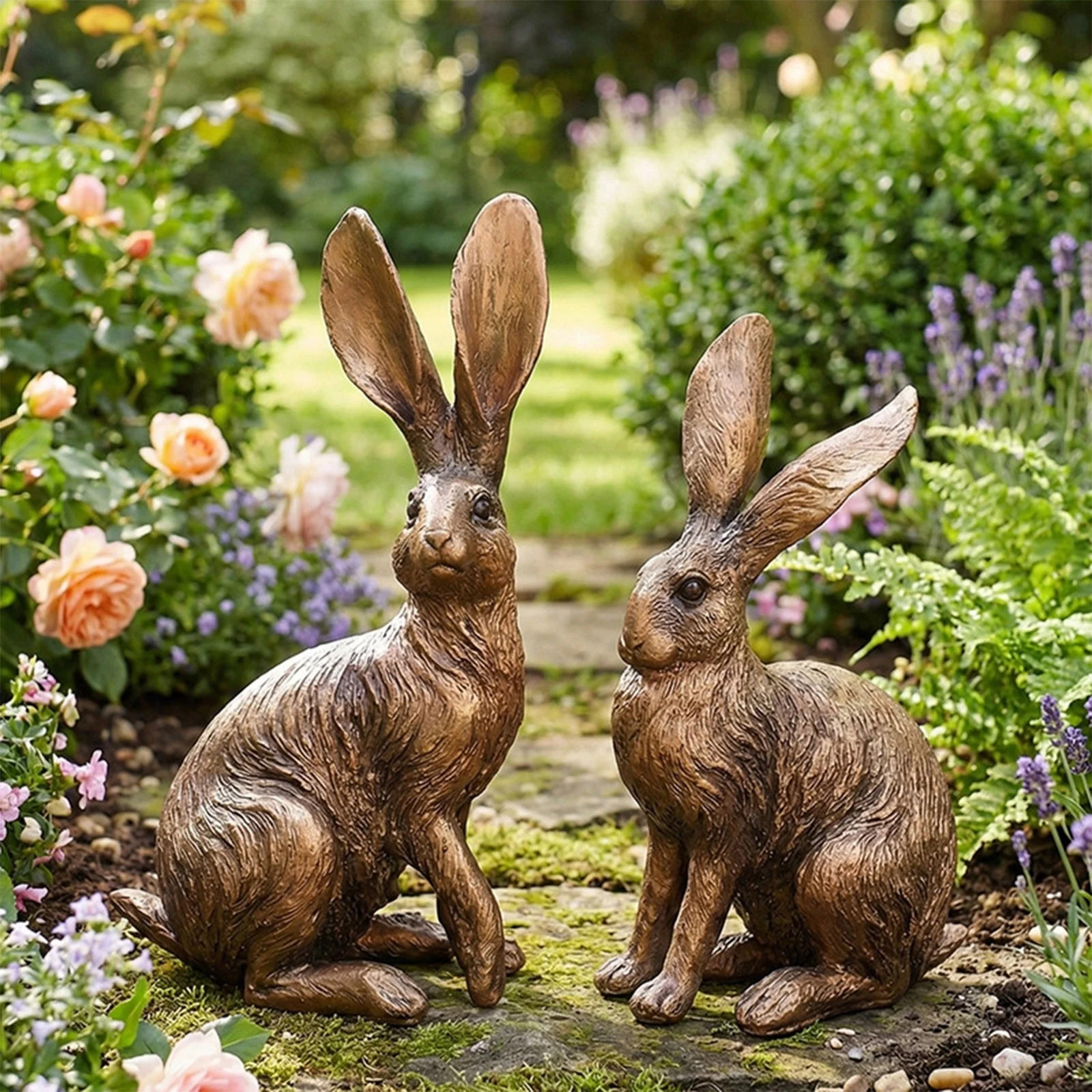 Eolstice Resin Simulated Bronze Long Eared Bunny, Decorative Ornament For Spring, Tabletop Figuri... | Walmart (US)