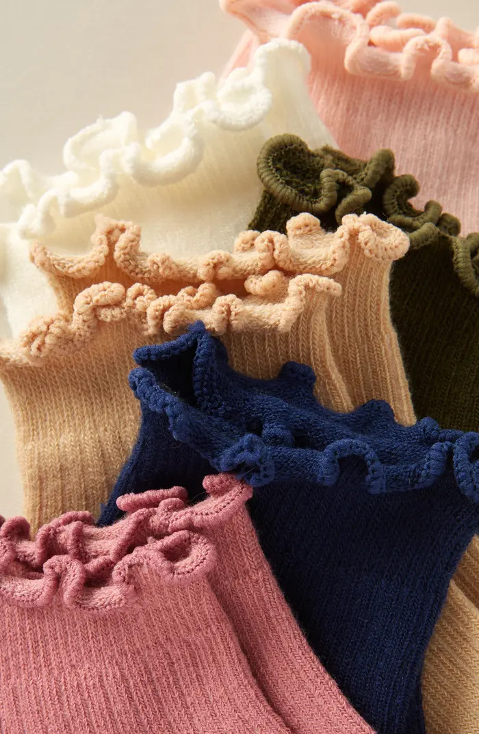 Nordstrom Kids' Assorted 6-Pack Lettuce Edge Crew Quarter Socks | Nordstrom | Nordstrom