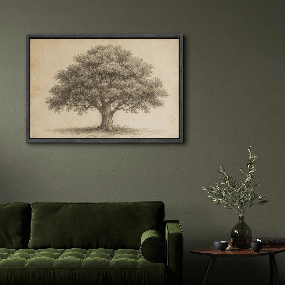 Vintage Oak Tree Botanical Nature Illustration Rustic Charm – Pictures Framed Canvas Print Wall... | Wayfair North America