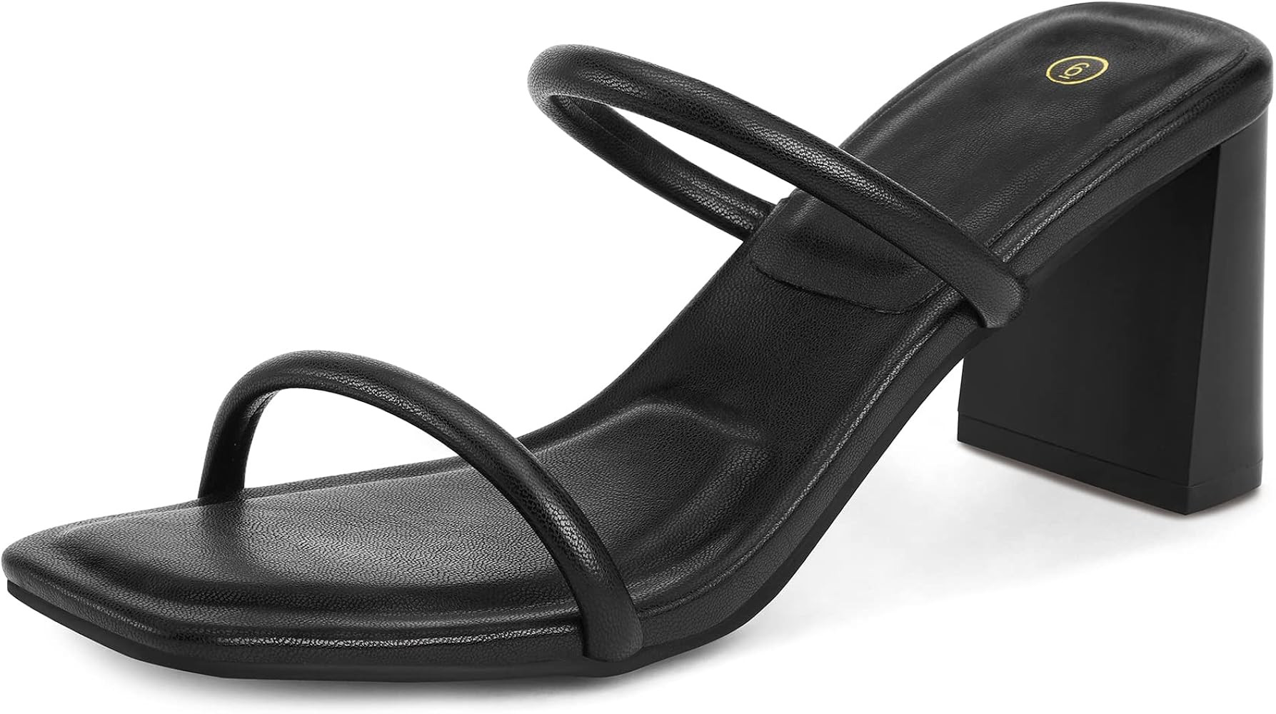 mysoft Women's 3 inch Block Heel Square Toe Sandals Two Straps Mules Backless Slip On Dress Shoes | Amazon (US)