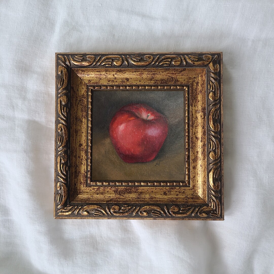 Ruby Red Apple Original Signed Mini Still Life Vintage Style - Etsy | Etsy (US)