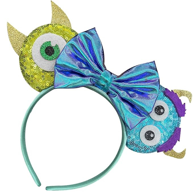 Bolonar Monster Mouse Ears Headband Blue Bows Headband for Girls Women Sequin Mouse Ears Headband... | Amazon (US)