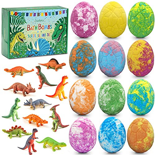 Easter Bath Bombs for Kids with Surprise Toys Inside - Perfect Basket Stuffers, 12Pcs Dino Egg Kids Bath Bombs Gift Set, Gentle and Kids Safe Bubble Bath for Birthday Girls Boys | Amazon (US)