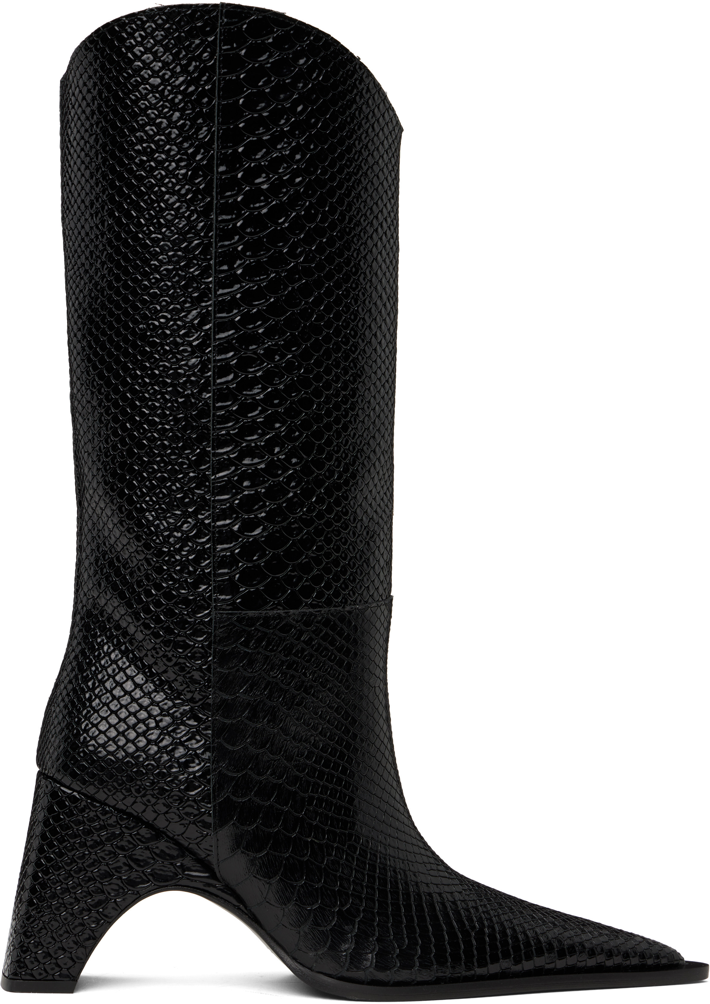 Coperni Black Python Embossed Bridge Cowboy Boots | SSENSE