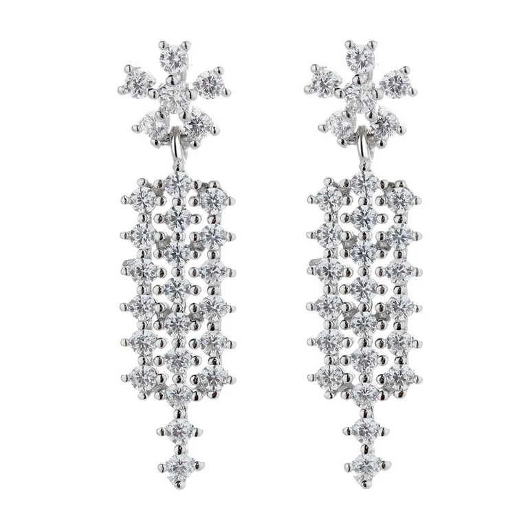 Sterling Silver Drop earring with crystals from Swarovski | Walmart (US)