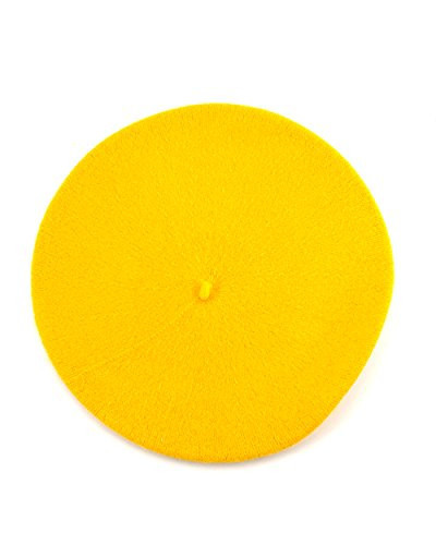 NYFASHION101 French Style Lightweight Casual Classic Solid Color Wool Beret, Yellow | Amazon (US)