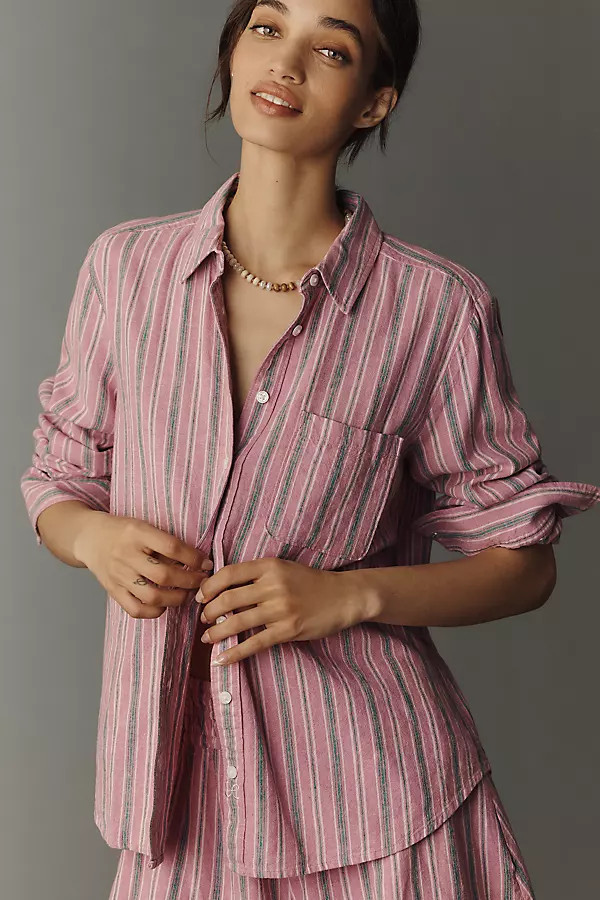 Kate Classic Linen Blend Buttondown Shirt by Maeve | Anthropologie (US)