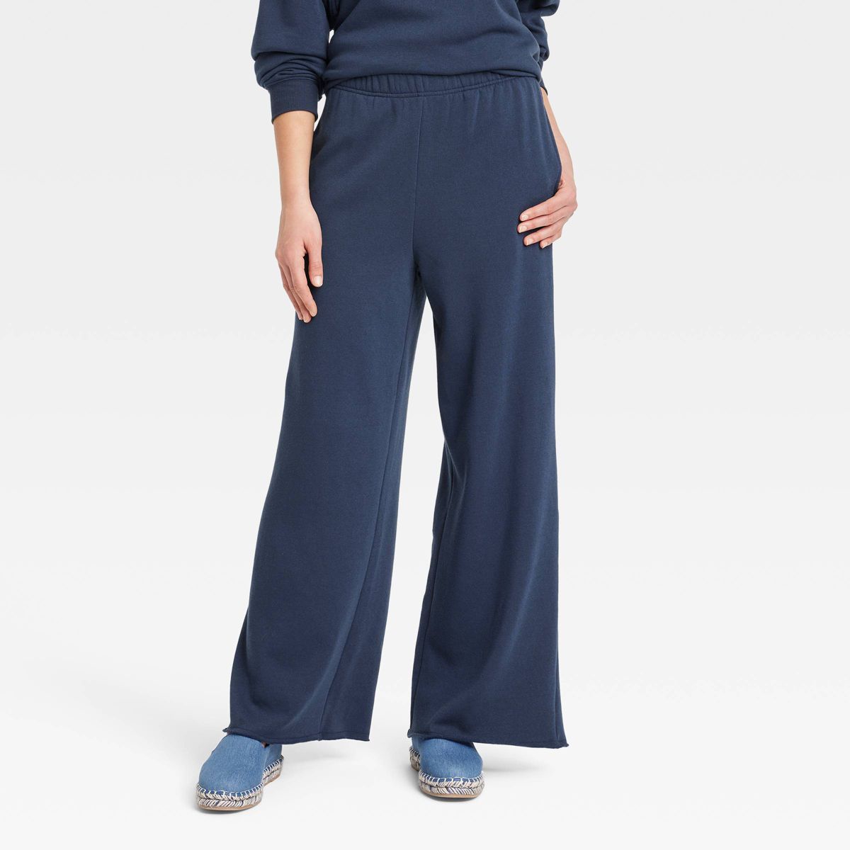 Women's Mom Wide Leg Graphic Pants - Blue M | Target