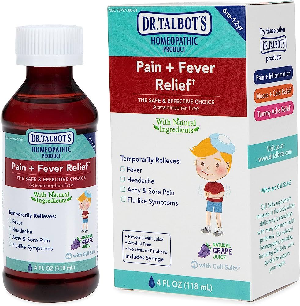 Dr. Talbot's Pain + Fever Relief Liquid Medicine with Natural Ingredients for Children, Includes ... | Amazon (US)