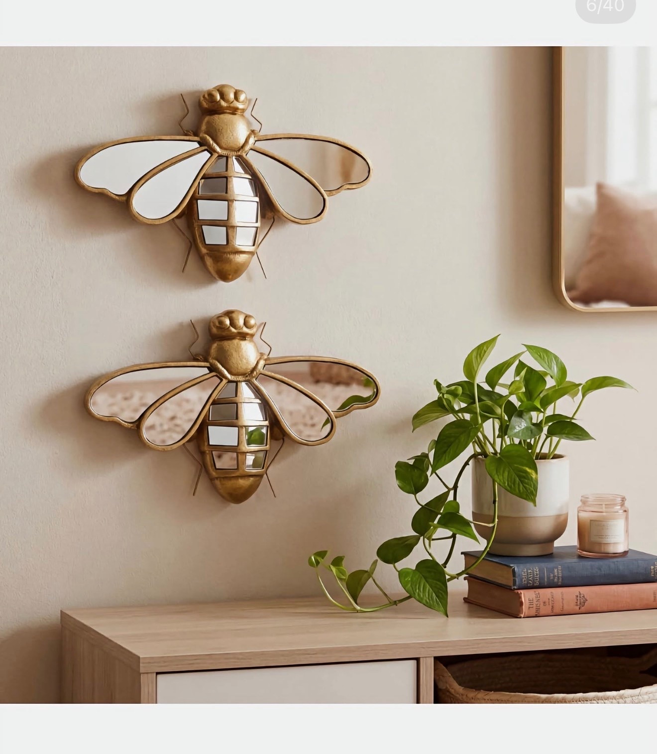 2 Pcs Bee Mirror Wall Decor, Gold Resin Aesthetic Insect Wall Art, Vintage Decorative Bug Animal Glass Mirrors for European Themed Home Nursery Garden, Elegant Nature Gift for Summer Wedding

#LTKHome #LTKSeasonal #LTKmomlife