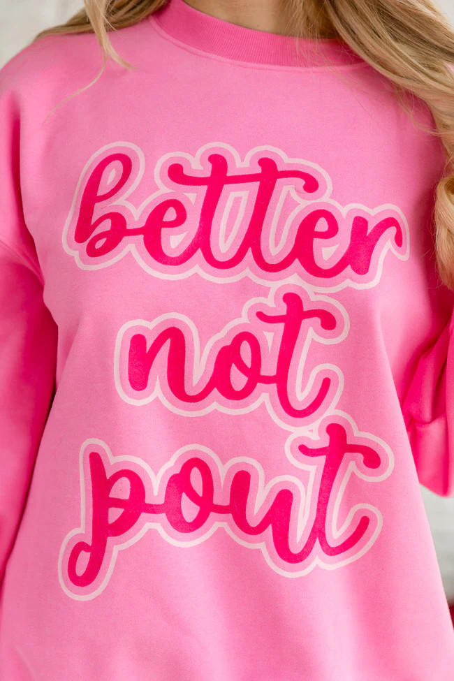 Better Not Pout Light Pink Oversized Graphic Sweatshirt | Pink Lily