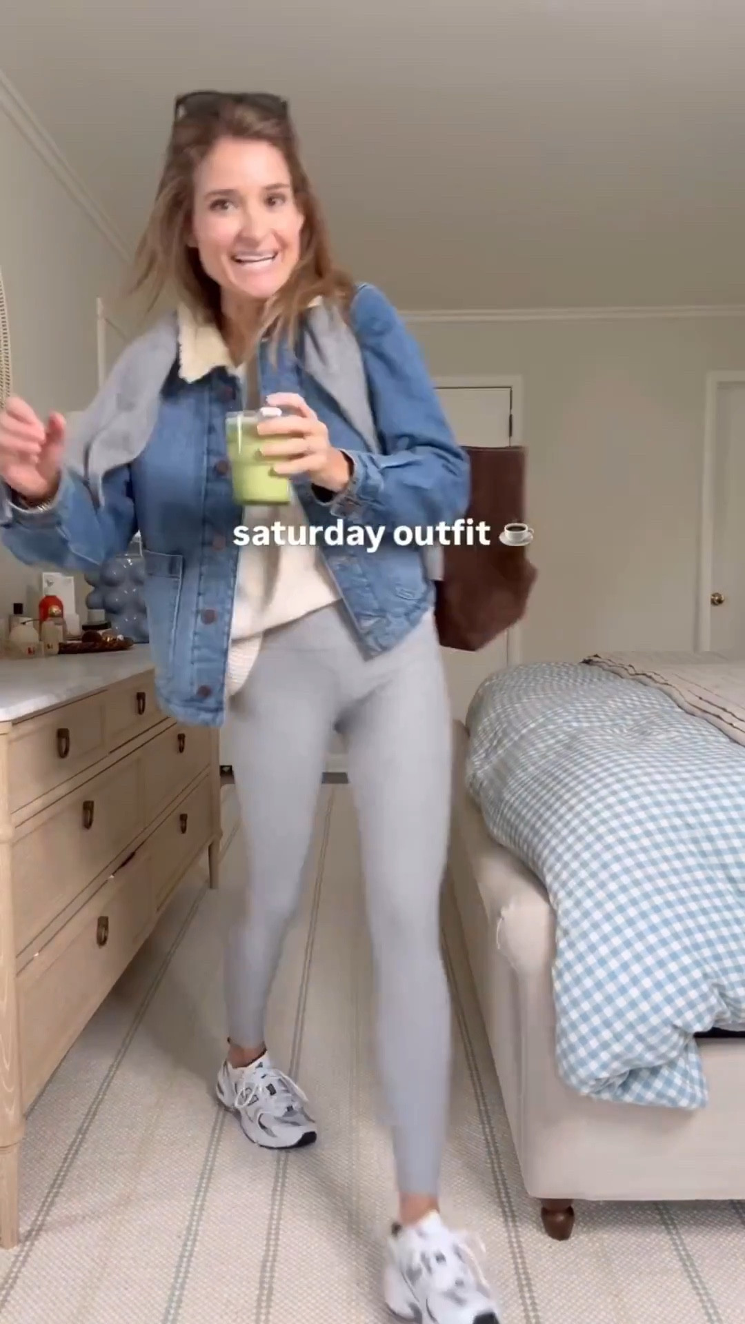 saturday ootd ☕✨🥐 . I hope you all had a great Halloween and some fun weekend plans! 

The is La Ligne Sherpa jacket is a game changer. Most Jean jackets I try on are not nearly warm enough but this one is lined and super cozy. Love the Sherpa collar detail as well! La Ligne keeps getting it right. It’s expensive so I need to choose which pieces to invest in. The Marin sweater is one and this is a new favorite as well! • Beyond Yoga Caught in the Midi High Waist Leggings are my go to Saturday legging • Two Quince sweaters. The Mongolian Cashmere is so good especially for only $50. I’d gladly pay much more. One to wear as my base layer and one to wear as an extra over the shoulders that acts like a scarf for style and an extra layer of warmth near the neck • New Balance sneaks, my everyday Ray-Ban sunnies• Liffner tote is one of the very best investments I’ve made this year. It’s so chic with dress up or dress down outfits and super practical  

❤️ Follow if you’re looking for easy everyday outfit inspiration! 



#LTKFindsUnder100 #LTKActive #LTKItBag