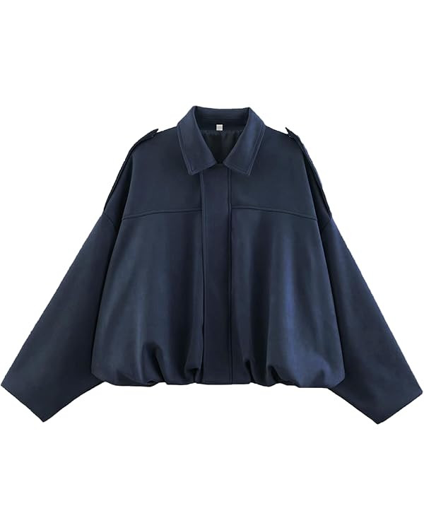 Women's Faux Suede Bomber Jacket Oversized Pilot Coats Fall Lapel Zip Up Motorcycle Streetwear Ou... | Amazon (US)