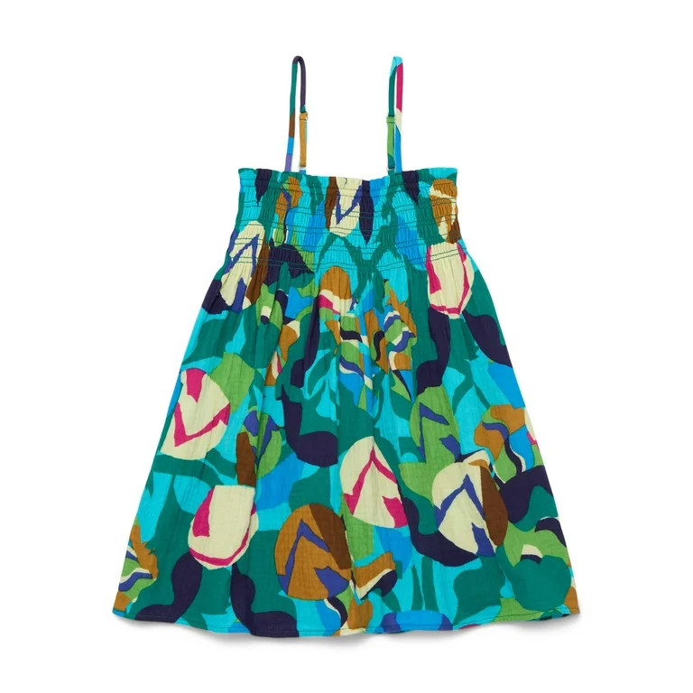 Wonder Nation Girls Smocked Spaghetti Strap Mini Dress Coverup, Sizes 4-18 | Walmart (US)