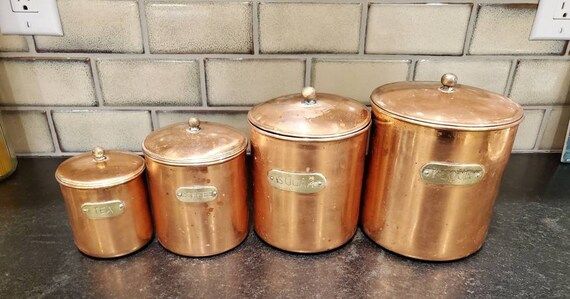 Vintage Copper Canister Revere Ware Set Made in Korea | Etsy (US)