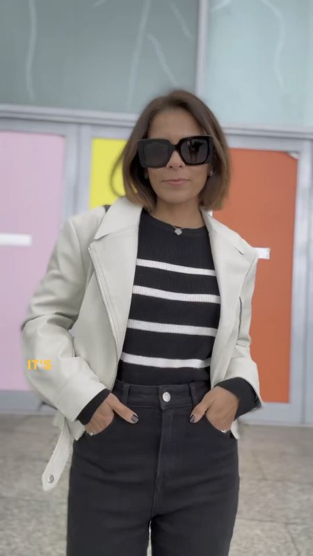 Cream Leather Jacket Stripe Jumper Black Slimfut Mom Jeans Black Loafers Everyday Look City Day Out Look Casual Look Autumn Outfit

#LTKSeasonal #LTKover40 #LTKstyletip