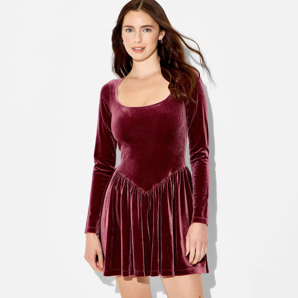 Women's Velvet Long Sleeve Mini A-Line Dress - Wild Fable™ | Target