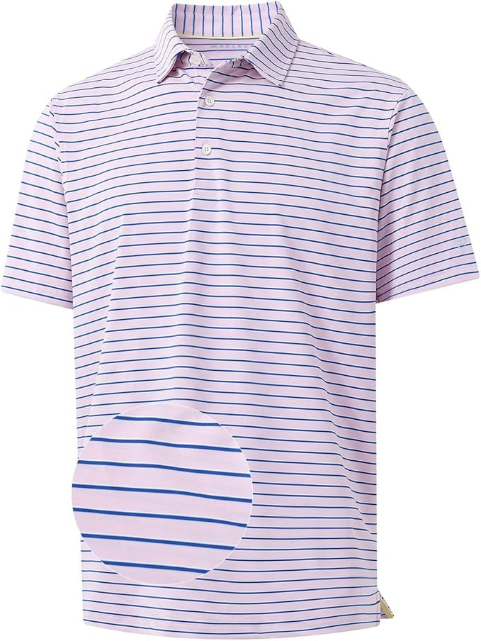 M MAELREG Golf Shirts for Men Moisture Wicking Striped Polo Performance Dry Fit Business Sports M... | Amazon (US)