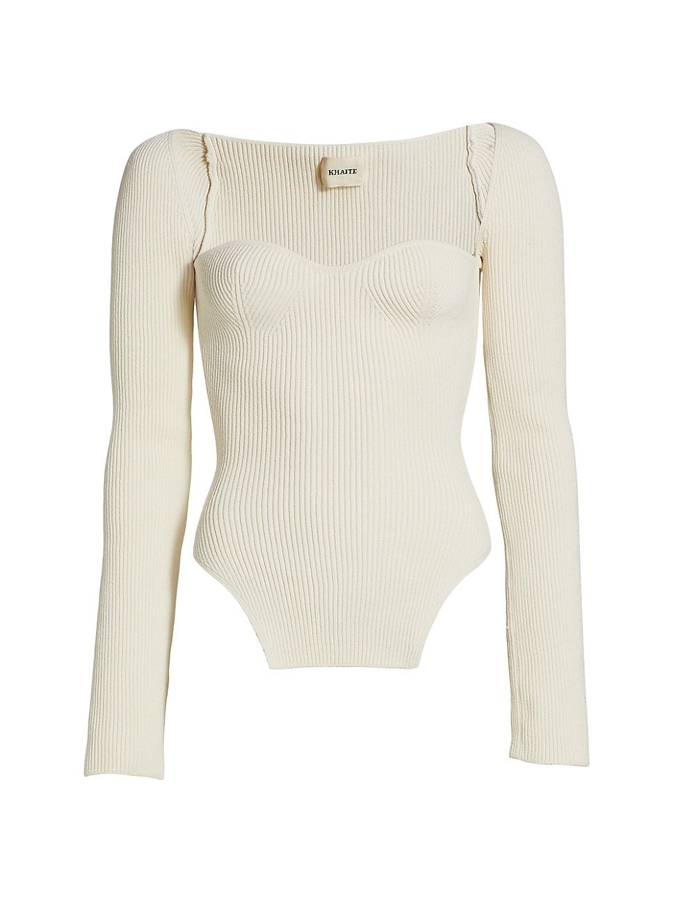 Women's Maddy Bustier Rib-Knit Sweater - Cream - Size Large | Saks Fifth Avenue