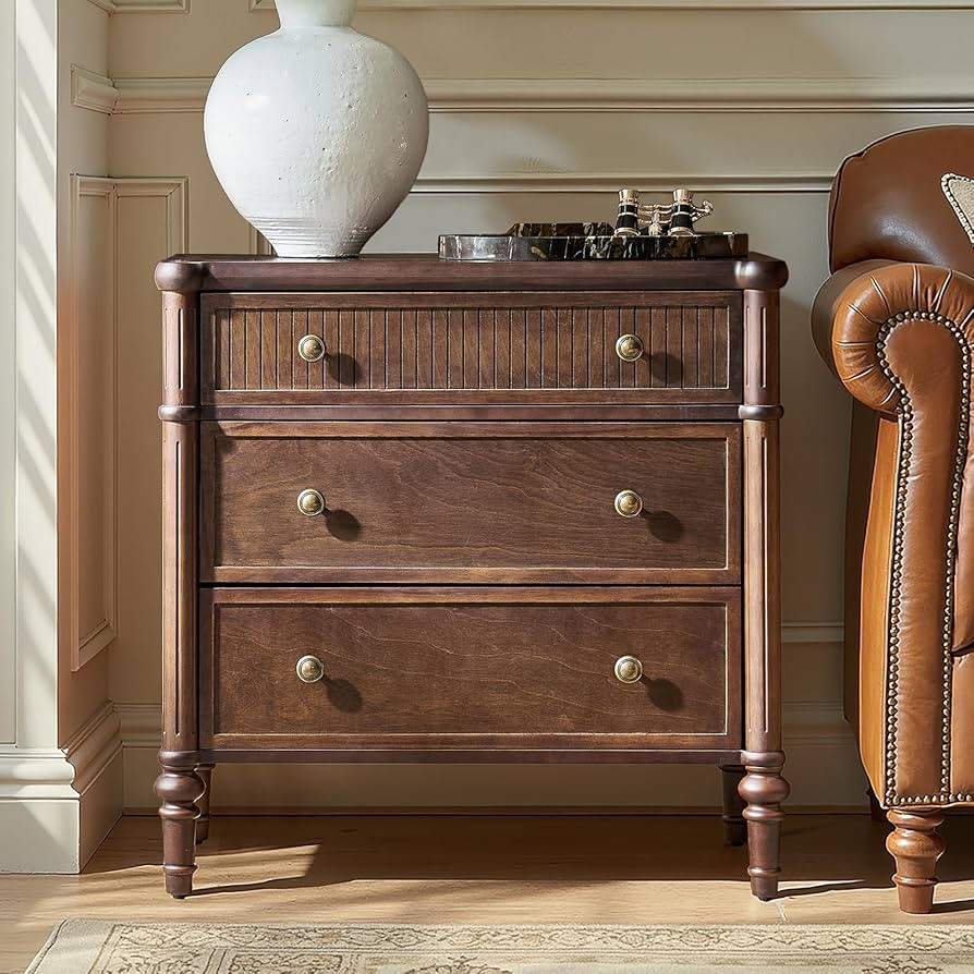 HULALA HOME Traditional End Table with Charging Station, Fluted End Tables with Wood Drawers and ... | Amazon (US)