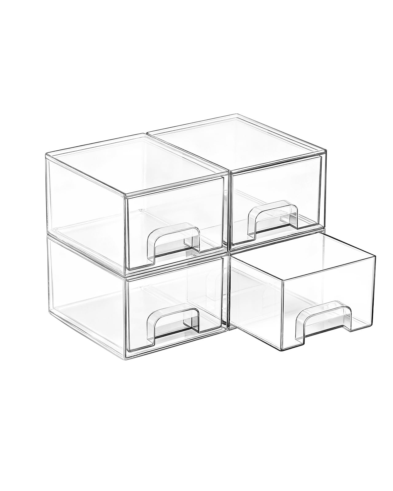 Vtopmart 4 Pack Small Clear Stackable Storage Drawers,Acrylic Bathroom Makeup Organizer,Plastic S... | Amazon (US)