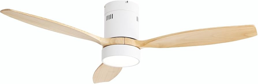 Sofucor 52inch Wood Low Profile Ceiling Fans with Lights and Remote, Modern Flush Mount Quiet Cei... | Amazon (US)