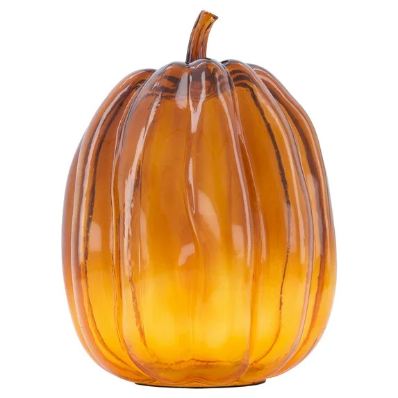 My Texas House Tall Glass Pumpkin Tabletop Decoration, Orange, 9.5" | Walmart (US)